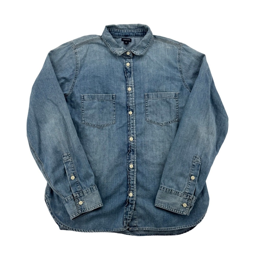 J.Crew Jeans Chambray Shirt Womens 12 Blue Excellent Cotton Button Down Pocket